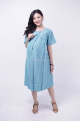 MAMA HAMIL Dress Casual Katun Simpel Busui Friendly Baju Hamil Menyusui   DRO 943 Turquoise 1  large